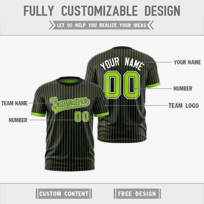 Custom T-shirt Neon Green Black White Reversible Stripe Fashion