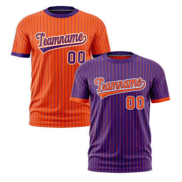 Custom T-shirt Orange Purple White Reversible Stripe Fashion