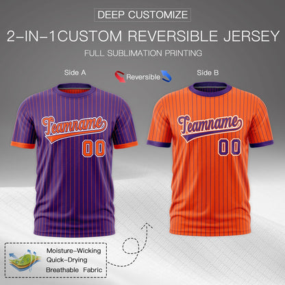 Custom T-shirt Orange Purple White Reversible Stripe Fashion
