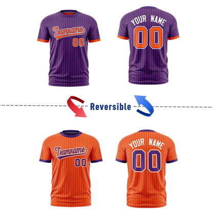 Custom T-shirt Orange Purple White Reversible Stripe Fashion