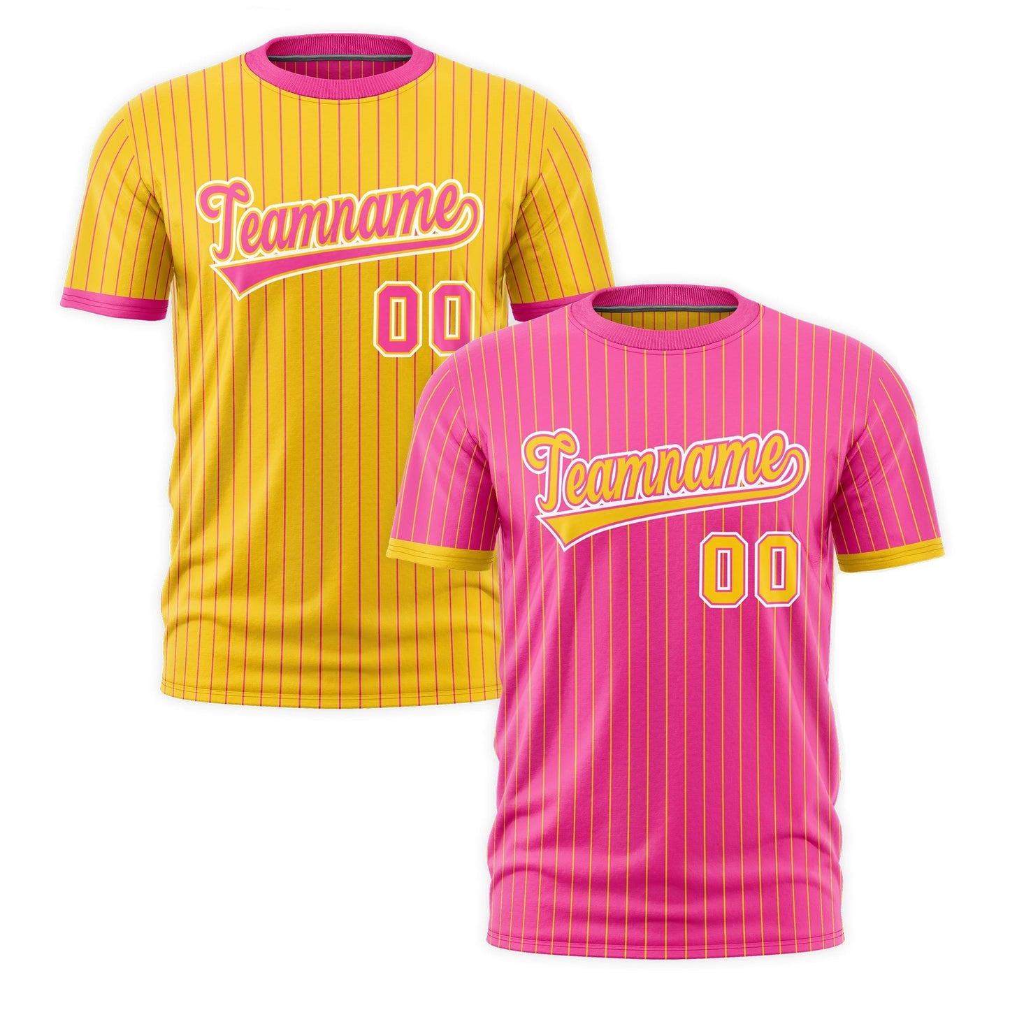 Custom T-shirt Gold Pink White Reversible Stripe Fashion