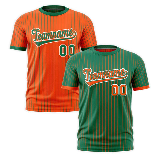 Custom T-shirt Orange Kelly Green White Reversible Stripe Fashion