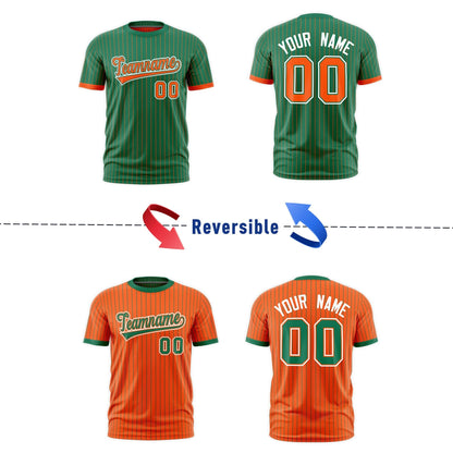Custom T-shirt Orange Kelly Green White Reversible Stripe Fashion
