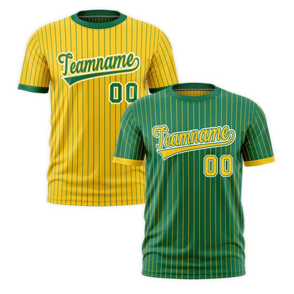 Custom T-shirt Gold Kelly Green White Reversible Stripe Fashion