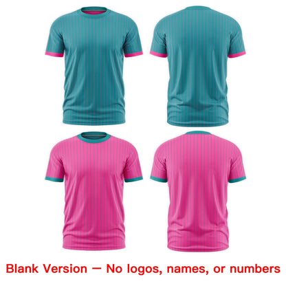 Custom T-shirt Pink Aqua White Reversible Stripe Fashion