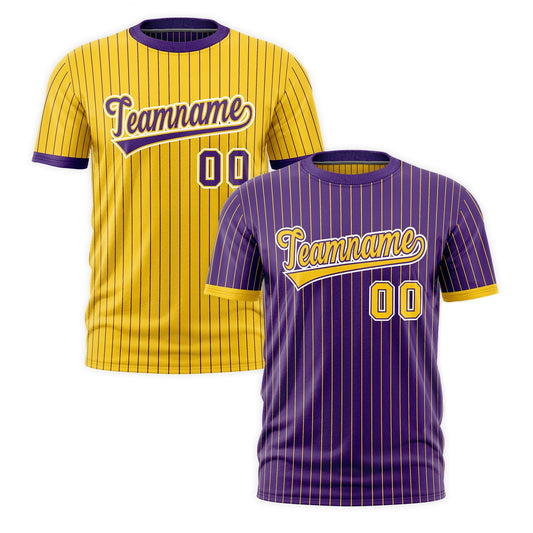 Custom T-shirt Gold Purple White Reversible Stripe Fashion