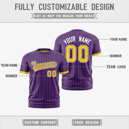 Custom T-shirt Gold Purple White Reversible Stripe Fashion