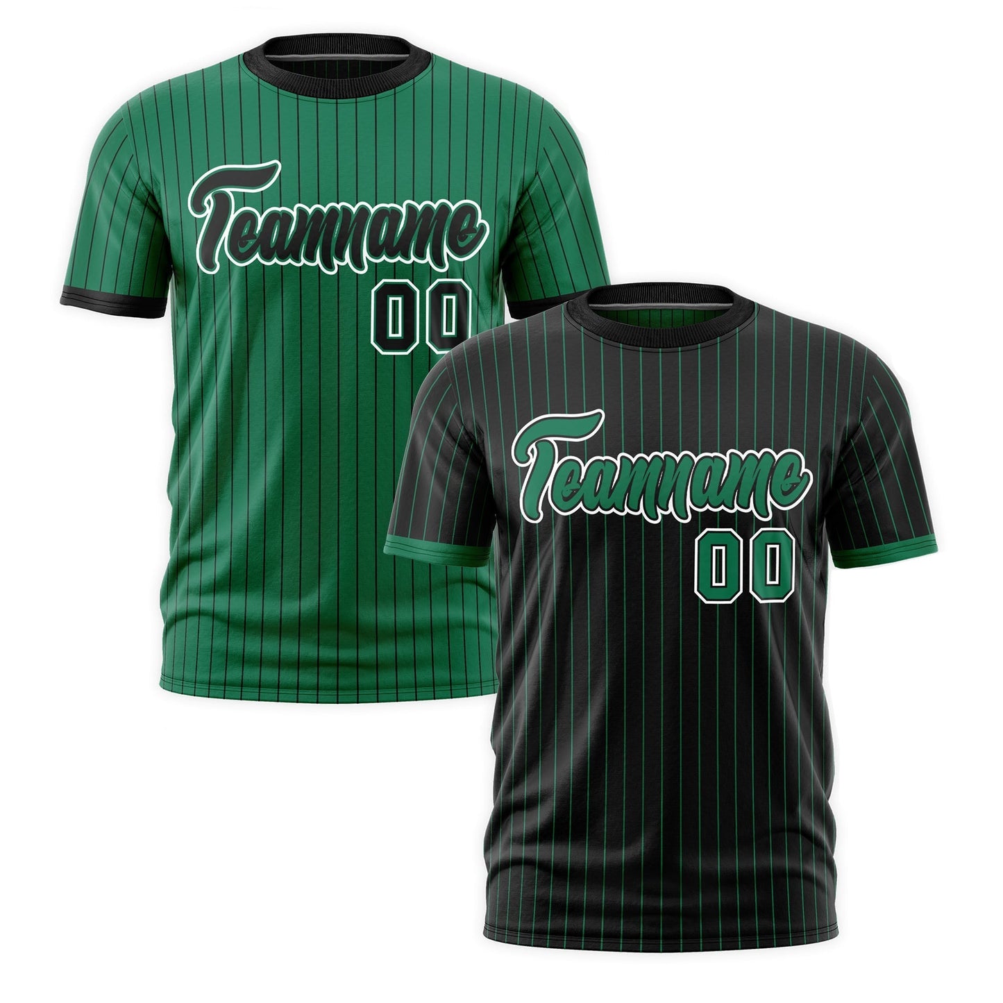 Custom T-shirt Kelly Green Black White Reversible Stripe Fashion