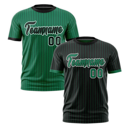 Custom T-shirt Kelly Green Black White Reversible Stripe Fashion