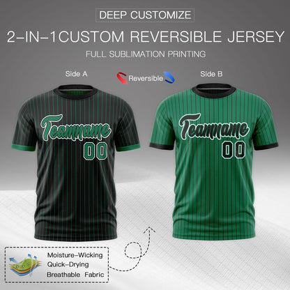 Custom T-shirt Kelly Green Black White Reversible Stripe Fashion