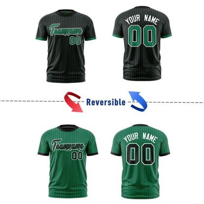 Custom T-shirt Kelly Green Black White Reversible Stripe Fashion