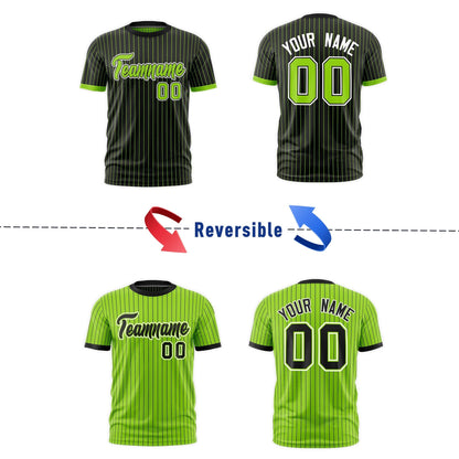 Custom T-shirt Neon Green Black White Reversible Stripe Fashion