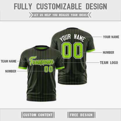 Custom T-shirt Neon Green Black White Reversible Stripe Fashion