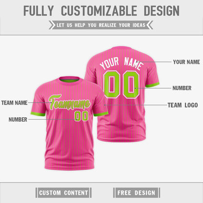 Custom T-shirt Neon Green Pink White Reversible Stripe Fashion