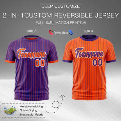 Custom T-shirt Orange Purple White Reversible Stripe Fashion