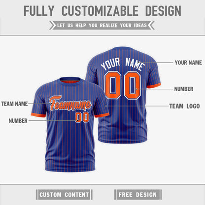 Custom T-shirt Orange Royal Blue White Reversible Stripe Fashion
