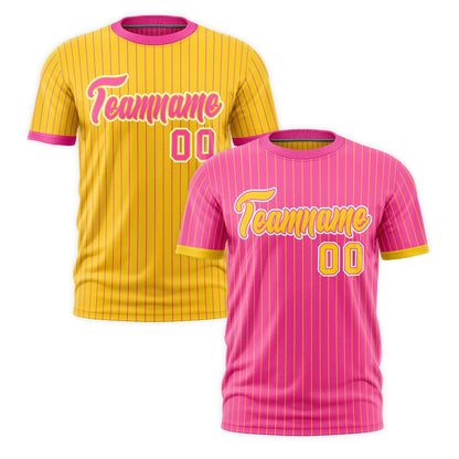 Custom T-shirt Gold Pink White Reversible Stripe Fashion