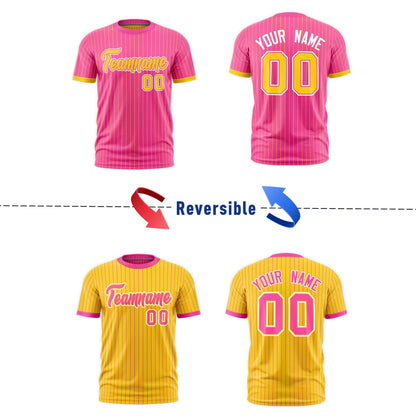 Custom T-shirt Gold Pink White Reversible Stripe Fashion