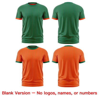 Custom T-shirt Orange Kelly Green White Reversible Stripe Fashion