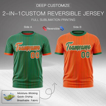 Custom T-shirt Orange Kelly Green White Reversible Stripe Fashion