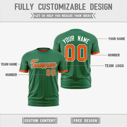Custom T-shirt Orange Kelly Green White Reversible Stripe Fashion