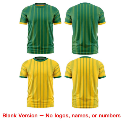 Custom T-shirt Gold Kelly Green White Reversible Stripe Fashion