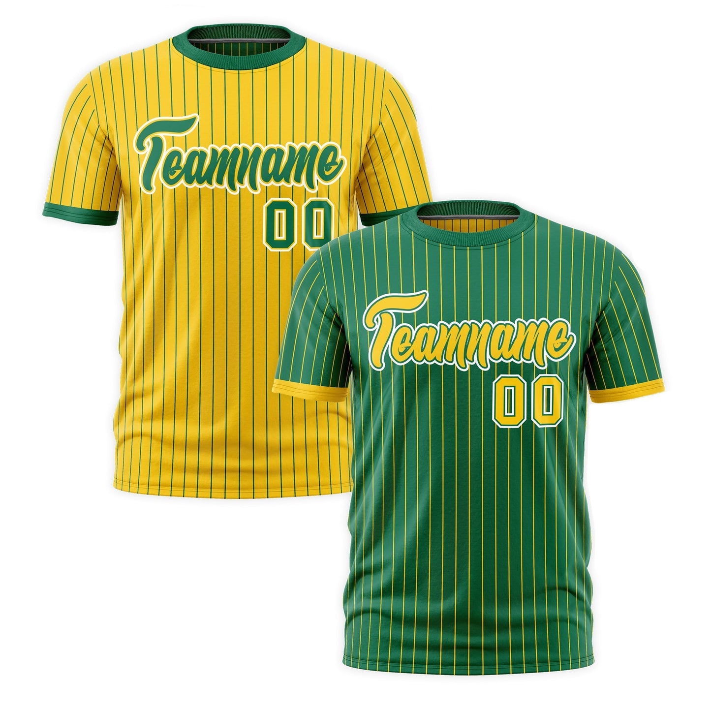 Custom T-shirt Gold Kelly Green White Reversible Stripe Fashion