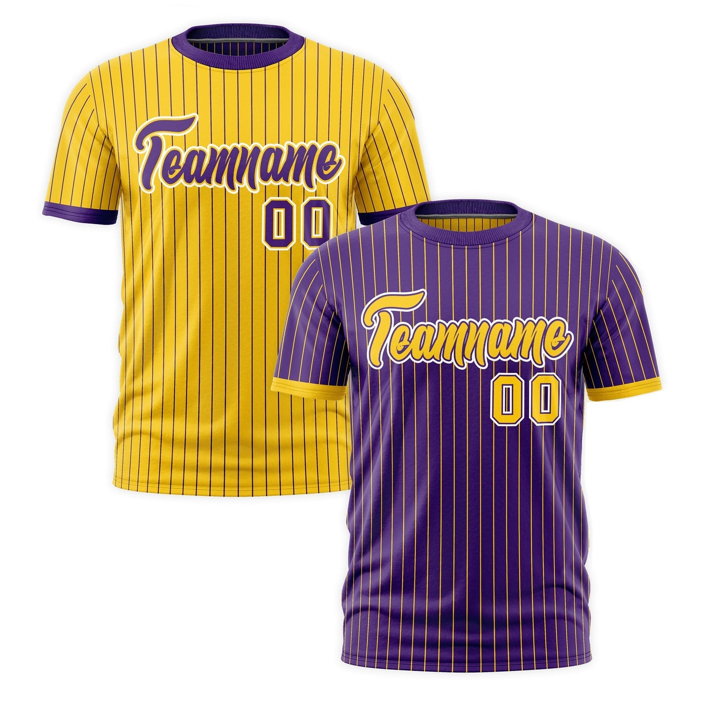 Custom T-shirt Gold Purple White Reversible Stripe Fashion