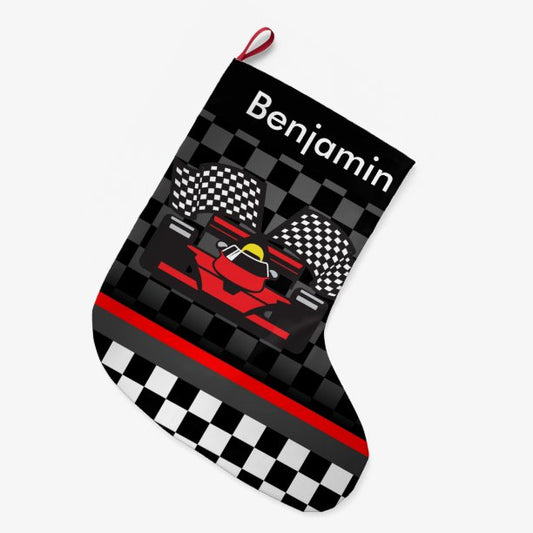 Auto Racing Design Large Christmas Stocking