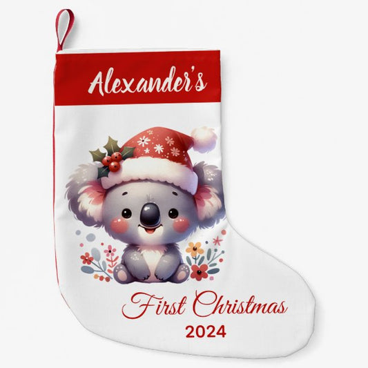 Baby first Christmas cute Koala Bear personalized Small Christmas Stocking