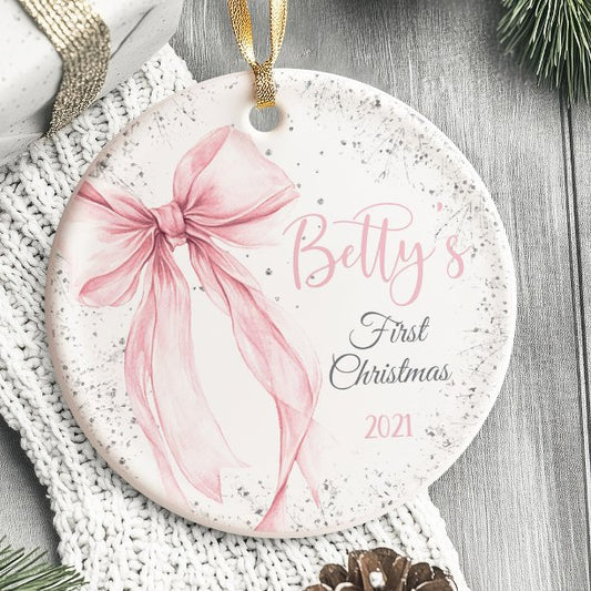 Baby's First Christmas Ornament Bow Coquette