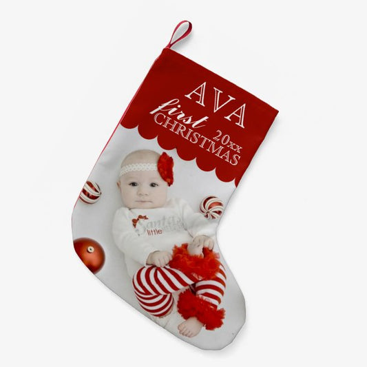 Baby's First Christmas PHOTO STOCKING