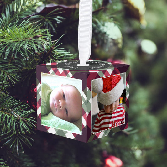 Baby's First Christmas Square Photos Cube Ornament