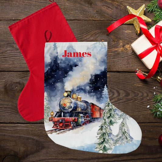 Beautiful Christmas Train Stocking - Personalized