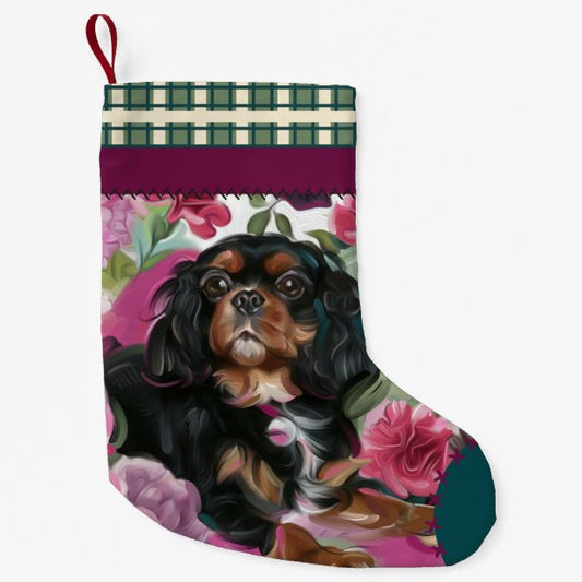 Black and Tan Cavalier Christmas Stocking checker
