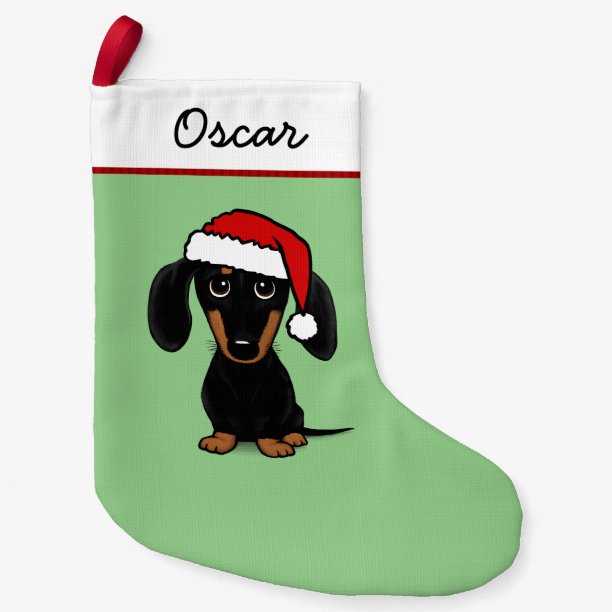 Black and Tan Dachshund Santa Cute Wiener Dog Small Christmas Stocking