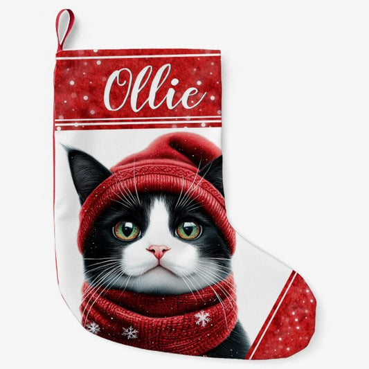 Black and White Cat Christmas Pet Stocking