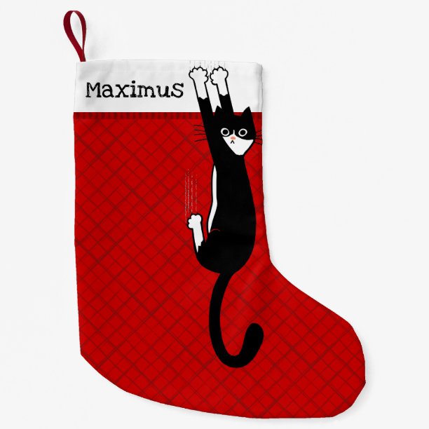 Black and White Cat Funny Tuxedo Cat Holiday Small Christmas Stocking