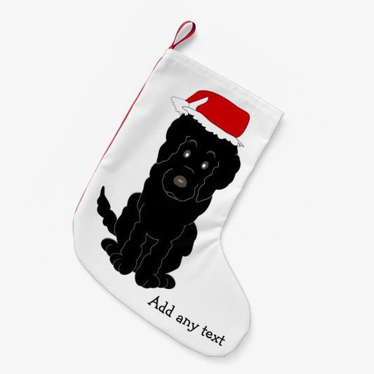 Black Goldendoodle Dog Design Small Christmas Stocking