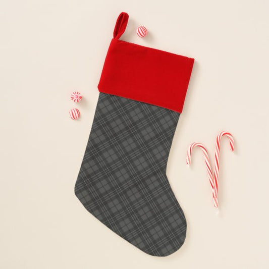 Black white tartan plaid winter Christmas pattern Stocking