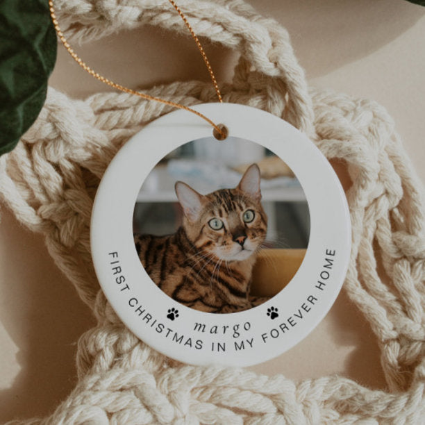 BLAIR Modern 1st Christmas Cat or Pet Photo Ceramic Ornament
