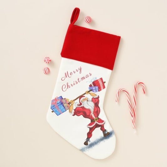 Bodybuilder Santa Claus Funny Christmas Stocking