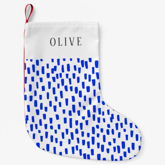 Bright Blue Dashing Small Christmas Stocking