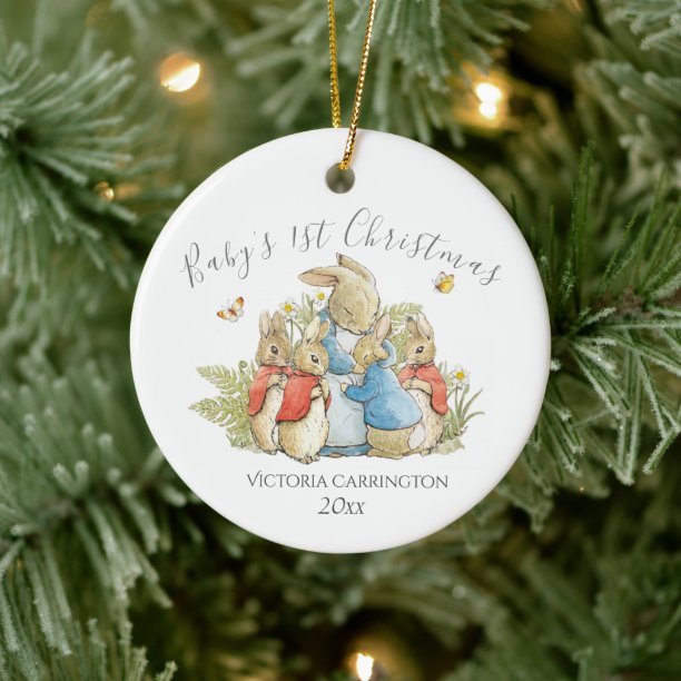 Bunny Rabbit Baby’s 1st Christmas Ceramic Ornament