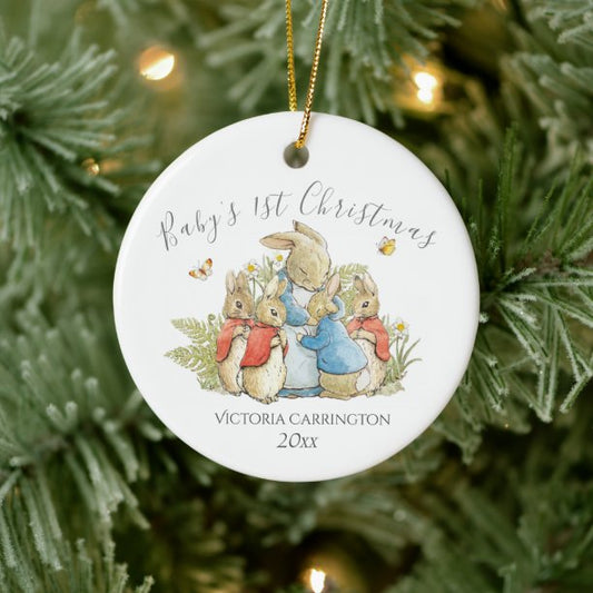 Bunny Rabbit Baby’s 1st Christmas Ceramic Ornament