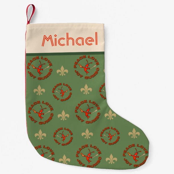 Cajun Crawfish Peace Joy Gumbo Small Christmas Stocking