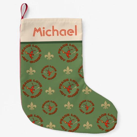 Cajun Crawfish Peace Joy Gumbo Small Christmas Stocking