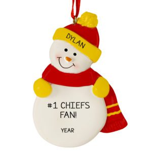 Kansas City Chiefs Personalized Snowman Ornament
