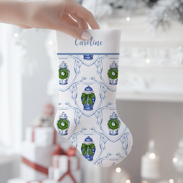 Chinoiserie Ginger Jar Small Christmas Stocking