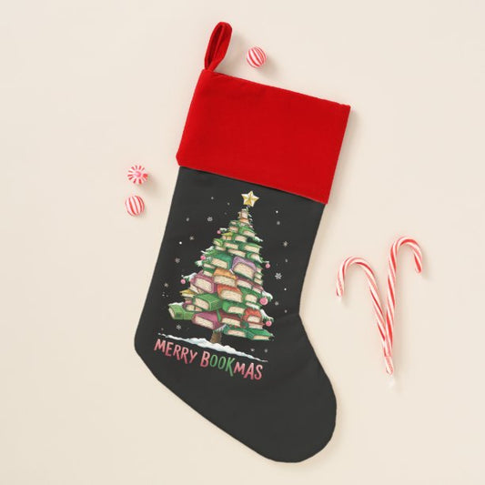 Christmas Book Lover Tree Librarian Merry Bookmas Stocking